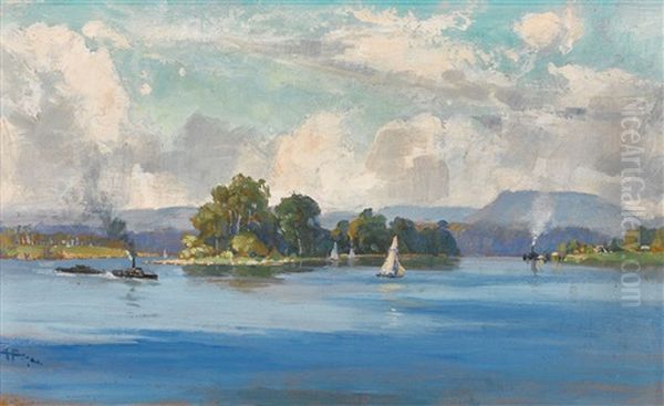 Susan Island On The Clarence River, Grafton Oil Painting by Albert Henry Fullwood