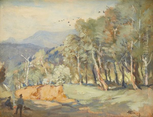 A Mountain Road Oil Painting by Albert Henry Fullwood