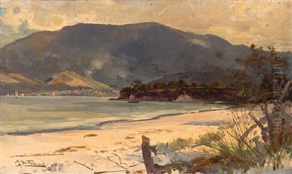 View Of Hobart From Bellerive Oil Painting by Albert Henry Fullwood