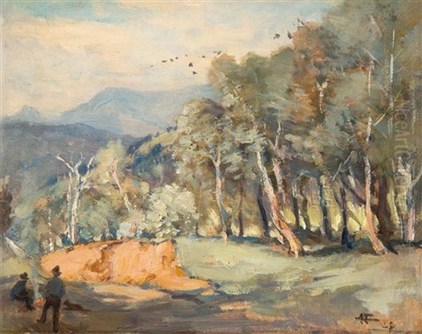 A Mountain Road Oil Painting by Albert Henry Fullwood