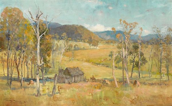 The Settler's Hut Oil Painting by Albert Henry Fullwood