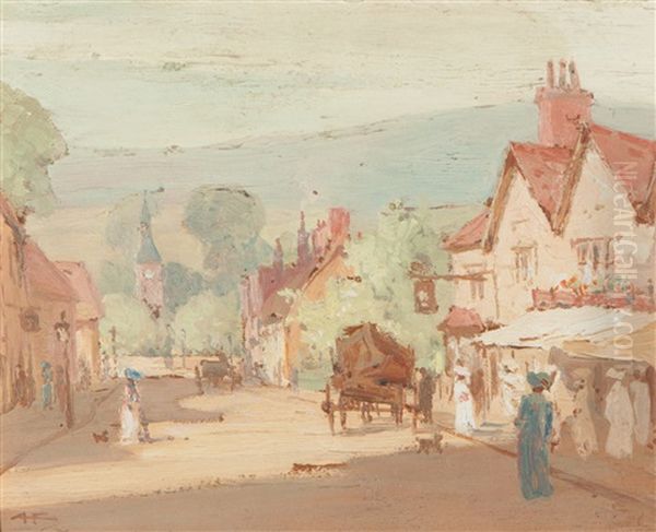 Main Street Oil Painting by Albert Henry Fullwood