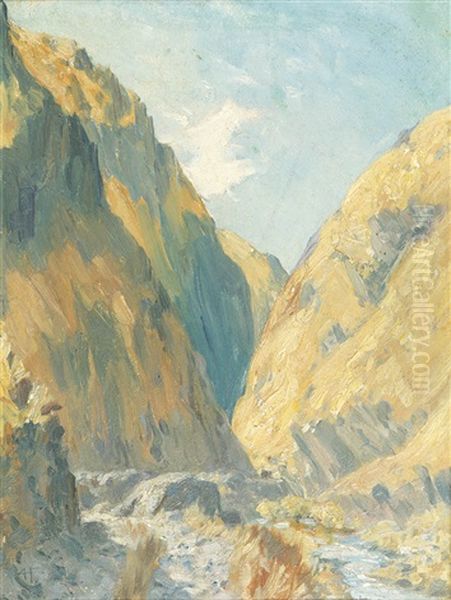 Untitled (lindis Pass, Queenstown, New Zealand) Oil Painting by Albert Henry Fullwood