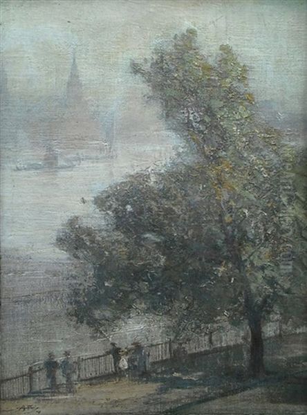 Cheyne Walk Chelsea Oil Painting by Albert Henry Fullwood