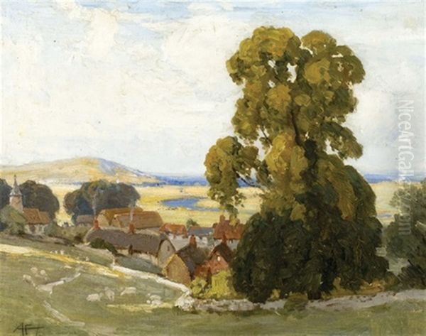 Landscape In Sussex Oil Painting by Albert Henry Fullwood