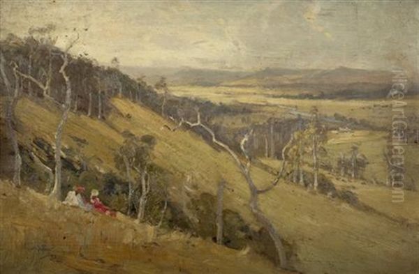 Hawkesbury River Valley, New South Wales Oil Painting by Albert Henry Fullwood