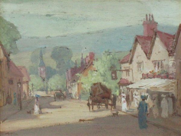 Main Street Oil Painting by Albert Henry Fullwood