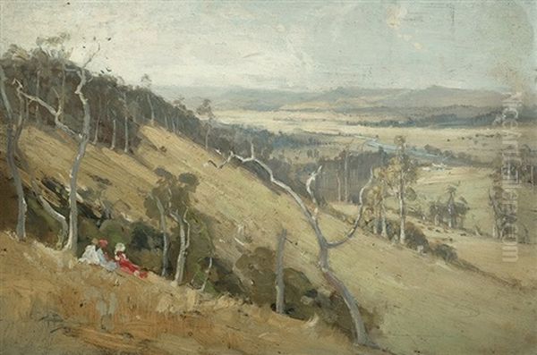 Hawkesbury River Valley, New South Wales Oil Painting by Albert Henry Fullwood