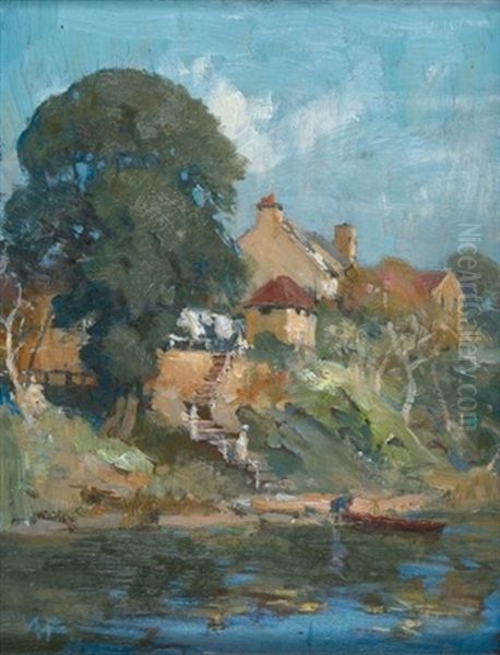 Old Buildings, Kerosene Bay, Sydney  (+ Mcmahons Point, Sydney, Lrgr; Pair) Oil Painting by Albert Henry Fullwood