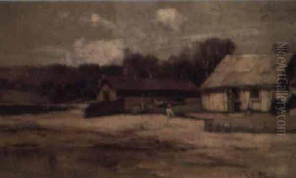 Boathouses On The Beach (sydney Cove?) Oil Painting by Albert Henry Fullwood