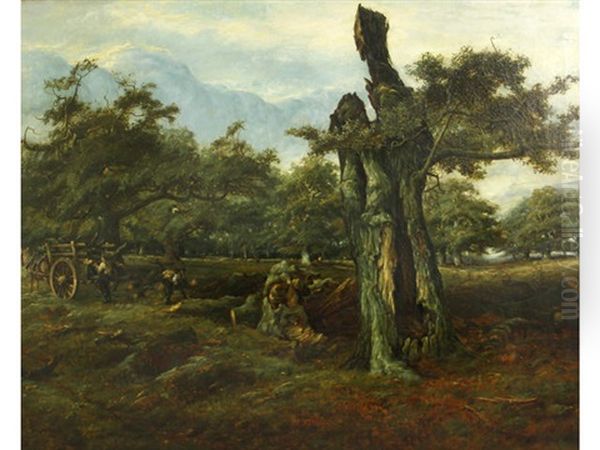 The Wood Gatherers Oil Painting by John Fullwood