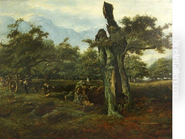 The Wood Gatherers Oil Painting by John Fullwood