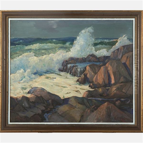 Western Coastal Scene With Rocks Oil Painting by Cyrus J. Fulton