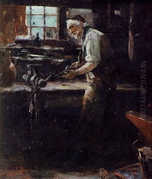 The Gunsmith Workshop Oil Painting by David Fulton