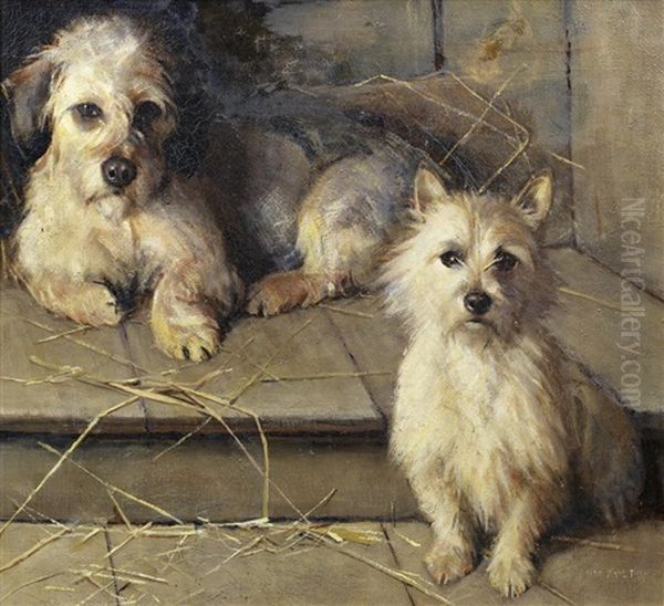 A Dandie Dinmont And Terrier Oil Painting by Samuel Fulton