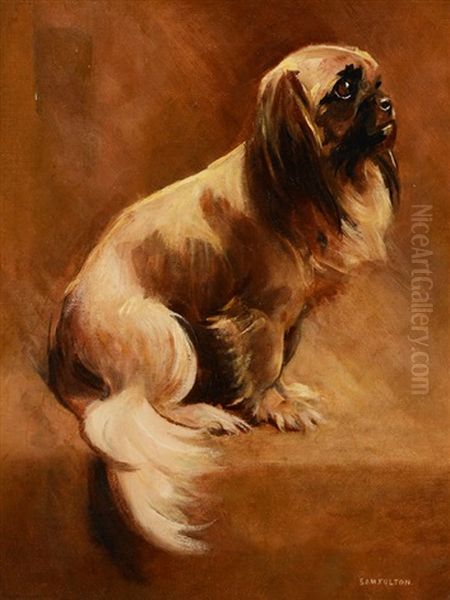 Pekinese Dog Oil Painting by Samuel Fulton