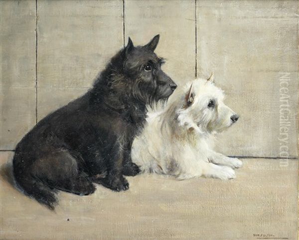 Scottie And Westie Oil Painting by Samuel Fulton