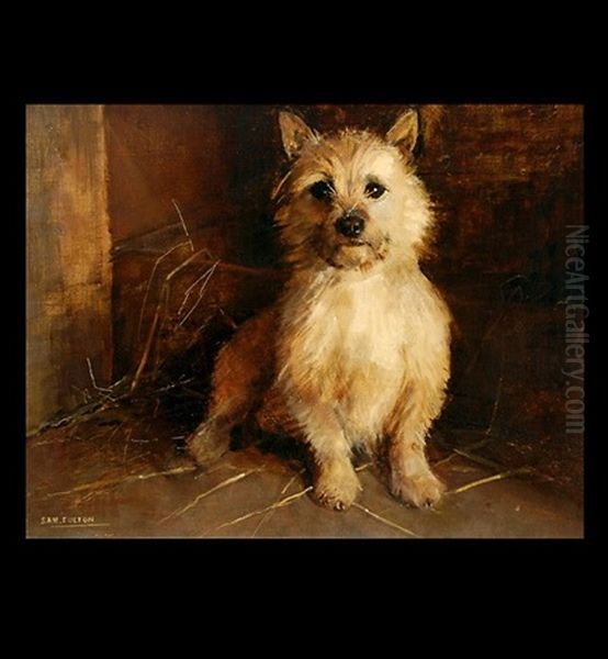 A Cairn Terrier Oil Painting by Samuel Fulton