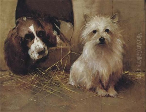 A Spaniel And A Cairn Terrier Oil Painting by Samuel Fulton