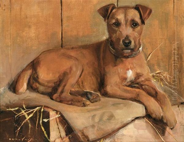 "bruiser", A Terrier Oil Painting by Samuel Fulton