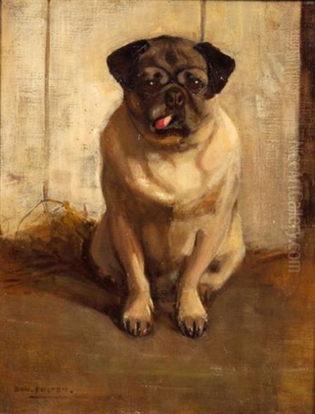 "patience" - A Portrait Of A Pug Oil Painting by Samuel Fulton