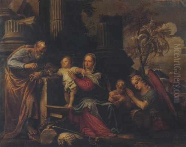 Il Riposo Della Sacra Famiglia Durante La Fuga In Egitto Oil Painting by Giovanni Antonio Fumiani