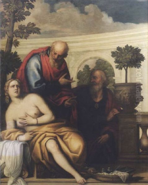 Susanna E I Vecchioni Oil Painting by Giovanni Antonio Fumiani