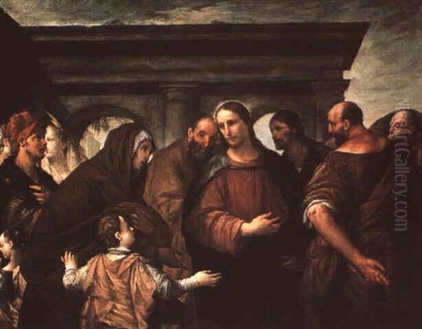 Christ With The Widow Of Nain Oil Painting by Giovanni Antonio Fumiani