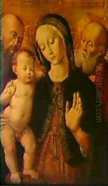 Vierge A L'enfant Entre Deux Saints Oil Painting by Bernardino Fungai