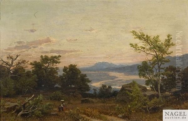 Abend In Sudlandischer Landschaft Oil Painting by Heinrich Funk