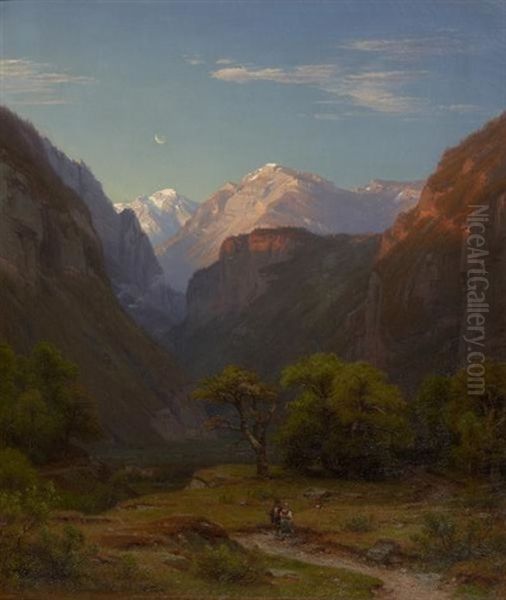 Hochgebirgslandschaft Oil Painting by Heinrich Funk