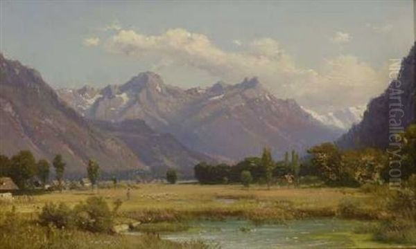 Gebirgslandschaft Oil Painting by Heinrich Funk