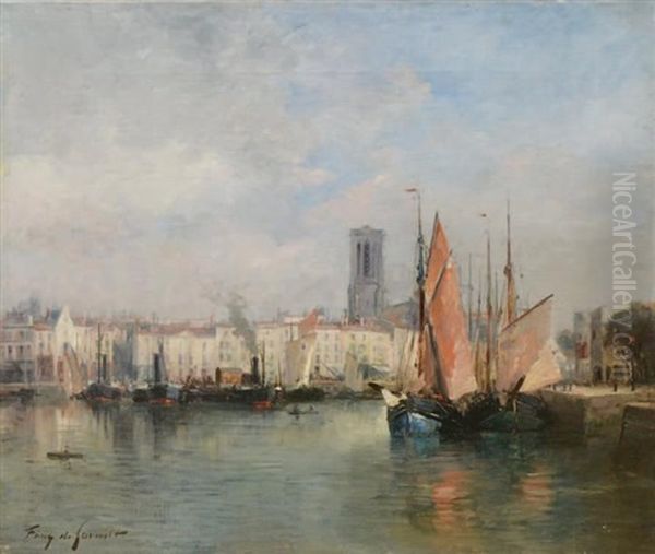 Le Port De La Rochelle Oil Painting by Albert Tibule Furcy De Lavault