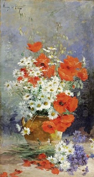 Fleurs Dans Un Pot De Terre Oil Painting by Albert Tibule Furcy De Lavault