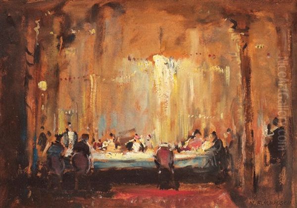 Dining At The Palace Oil Painting by Nicolae Furduescu