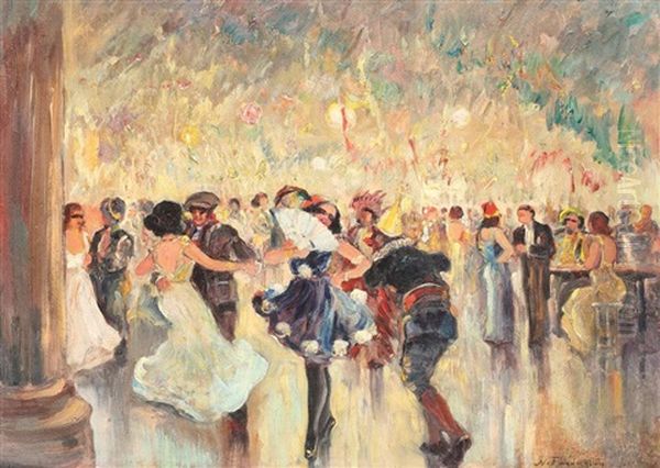 Masquerade Ball Oil Painting by Nicolae Furduescu