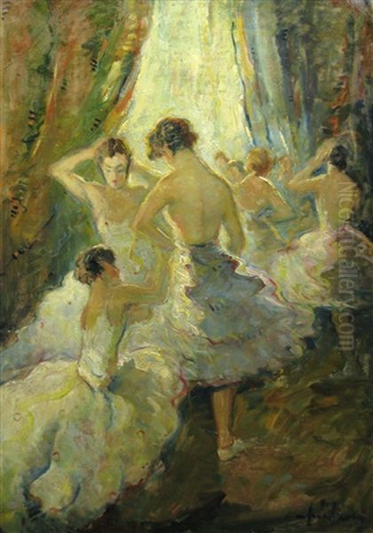 Ballerinas Oil Painting by Nicolae Furduescu