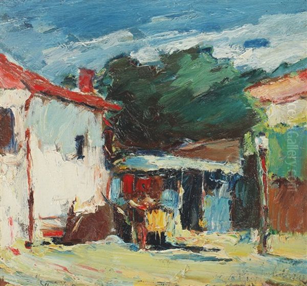 Houses From Mogosoaia Oil Painting by Nicolae Furduescu