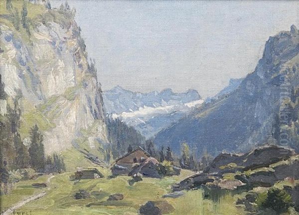 Pont De Nant, Glacier Des Martinets, Dents De Moreles Oil Painting by Francois Furet