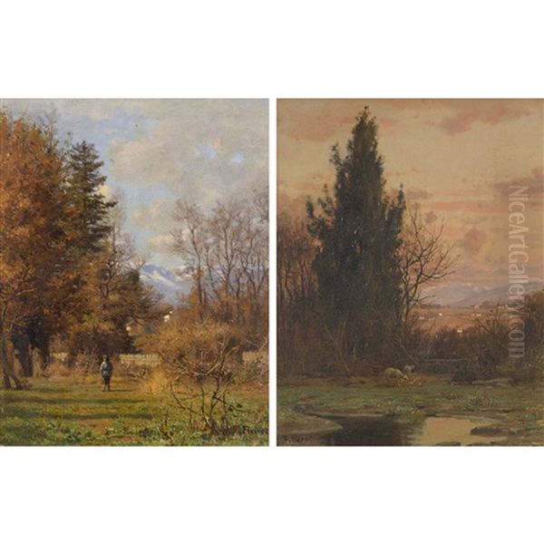 Herbstliche Landschaften. Gegenstucke Oil Painting by Francois Furet