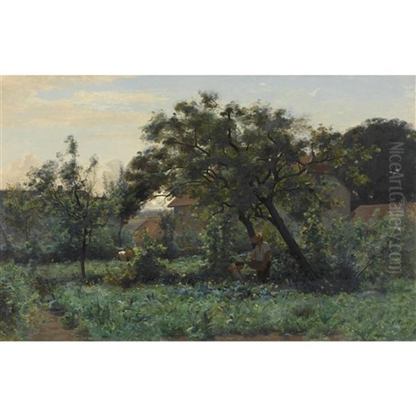 Sommerliche Gartenpartie Oil Painting by Francois Furet