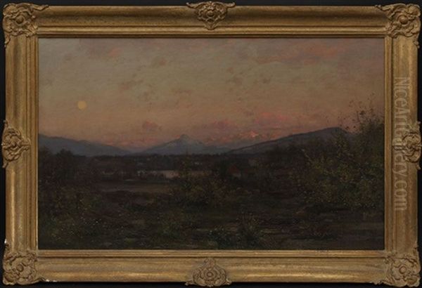 Levee De La Pleine Lune Vers Le Mont-blanc Depuis Chambesy Oil Painting by Francois Furet