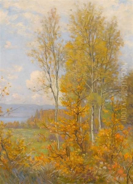 Herbstliche Uferpartie Oil Painting by Francois Furet