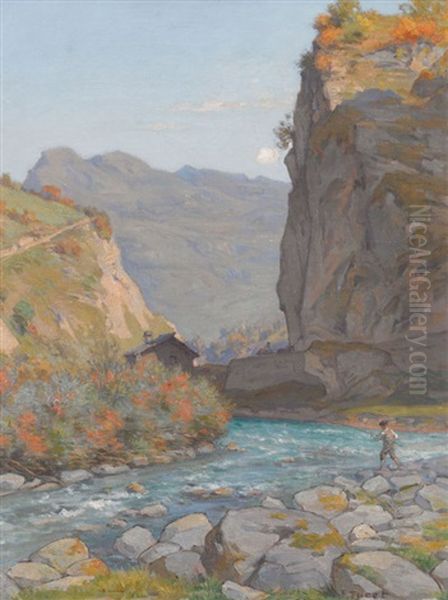 Torrent En Valais Oil Painting by Francois Furet