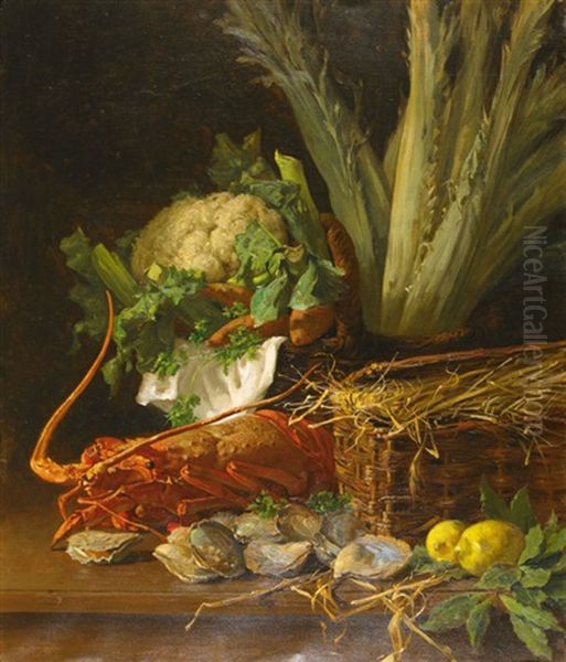 Stillleben Mit Languste, Muscheln Und Kohl Oil Painting by Francois Furet