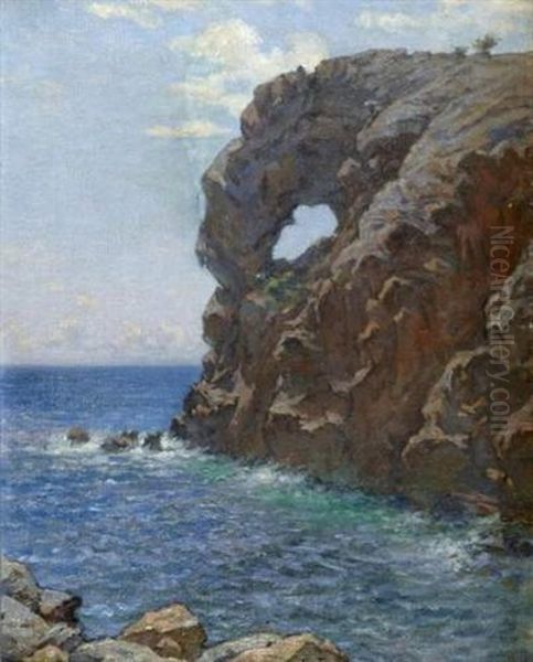 Rochers De La Fondacid (majorque) Oil Painting by Francois Furet