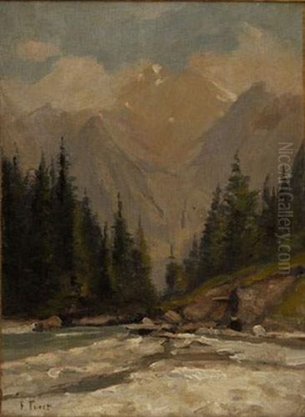 Torrent De Montagne Oil Painting by Francois Furet