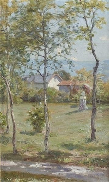 Sommerliche Landschaft Mit Spaziergangerinnen by Francois Furet