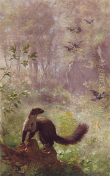 Weasel On Watch Oil Painting by Francois Furet