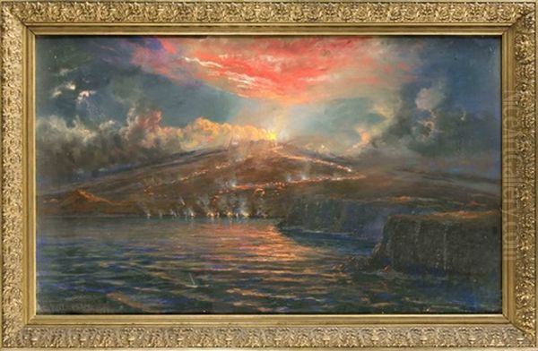 Vulkanausbruch Am Meer Bei Nacht Oil Painting by Charles Furneaux